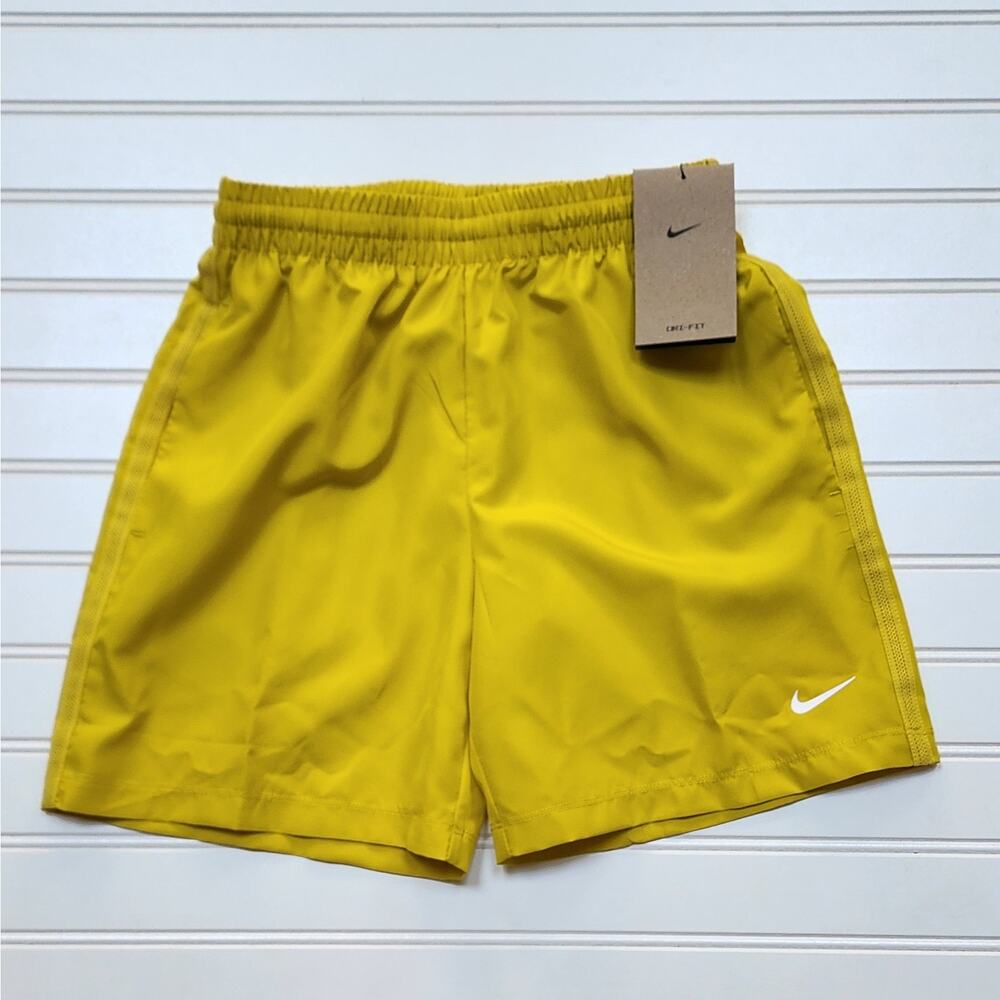 NWT Nike Kids Dri-Fit Multi Woven Shorts Size S Bright Citron/White